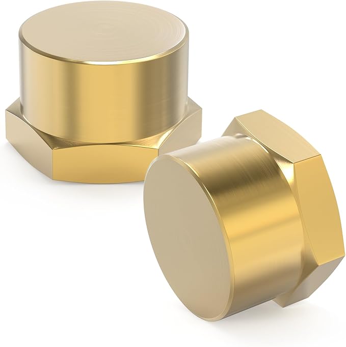 GASHER 1/2"NPT Brass Pipe Cap, NPT Female Thread Socket Pipe End Cap Plugs Fitting 10PCS