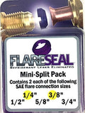 FlareSeal® Model MSP-0406 Leak Free SAE Flare Connections - Refrigerant Leaks Refrigeration, HVAC, Ductless, Schrader Valve or Mini Split Applications (1/4", Mini Split Pack - (2) 1/4" and (2) 3/8")