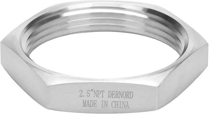 DERNORD Cast Pipe Fitting Stainless Steel 304 Hex Locknut NPT Female 2.5" (Pack of 1)