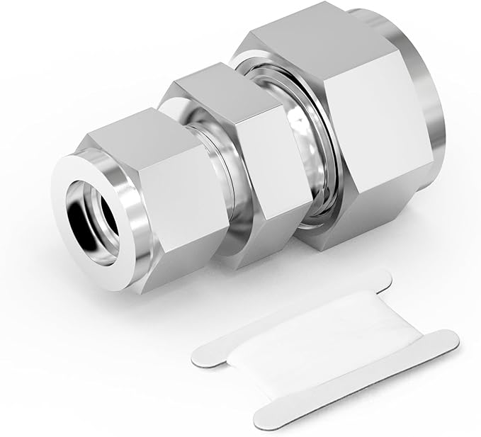 TAISHER 1PCS 304 Stainless Steel Compression Tube Pipe Fitting Connector, 3/4" Tube OD x 1/2" Tube OD Straight Adapter