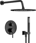 Gabrylly Black Shower Faucet Set, Wall Mounted System with Shower Valve, High Pressure 10" Rain Shower head with Handheld Spray Combo, 2 Way Rainfall Shower Fixtures, Matte Black