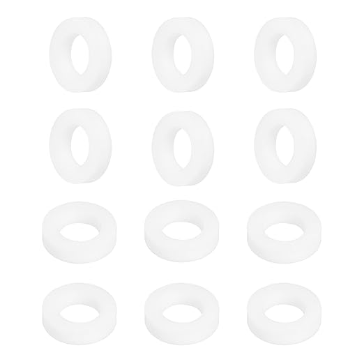 MECCANIXITY PTFE Flat Washers, 12Pack 14mm OD 8mm ID 3mm Thick Sealing Spacer Gasket Ring for Faucet Pipe Hose Bolt Machinery, White