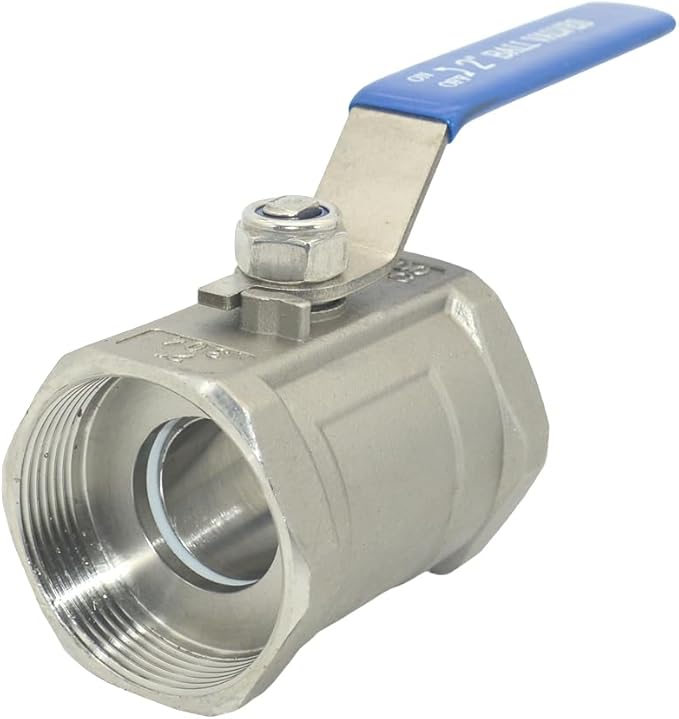 VARMHUS 2PCS 2" Stainless Steel 304 Ball Valve 1Pc Type NPT Female Threaded with Heavy Duty Blue Vinyl Insulation Handle,CF8M Ristricted Flow,1000 WOG (2PCS 2")