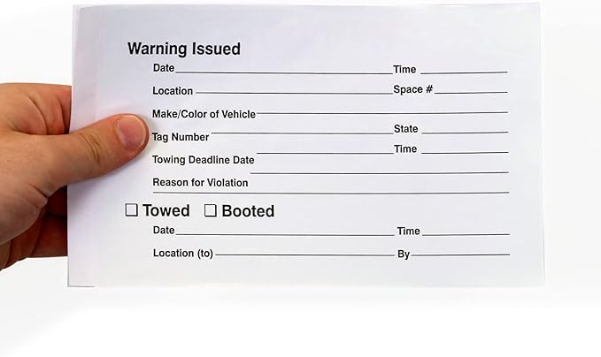 SmartSign Warning You are Illegally Parked Stickers | Book of 50 Labels with Liners, 5 x 8 inch, Tow Warning Parking Violation Sticker, Hard to Remove Write-On Tickets, Fluorescent Green
