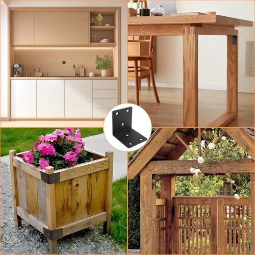 50PCS Black L Brackets Corner Bracket 1.5"x1.5"x1.5", Heavy Duty Corner Brace for Wood, Right Angle Brackets, 40MM 1.5Inch Wide 90 Degree Bracket for Wooden Frame Furniture Shelves Chairs