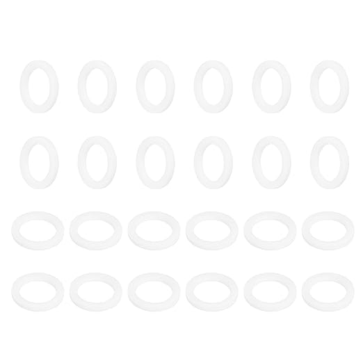 MECCANIXITY PTFE Flat Washers, 24Pack 20mm OD 14mm ID 2mm Thick Sealing Spacer Gasket Ring for Faucet Pipe Hose Bolt Machinery, White
