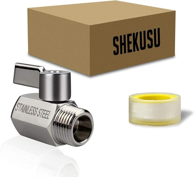 Showerhead Shut Off Valve with Stainless Handle, 304 Stainless Steel Mini Ball Valve(1/2" Female X Male) NPT Thread, Water Flow Control Valve Regulator Chrome, Shower Head Flow Control Valve