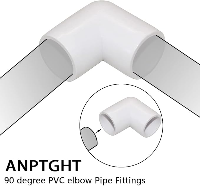 1-1/4" 90 Degree PVC Elbow Fitting, Furniture Grade 2 Way Right Angle Elbow Side Outlet PVC Corner Fittings for DIY Building Furniture Greenhouse Shed Tent Connection (Pack of 8)