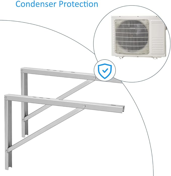 popmoon Wall Mounting AC Brackets up to 440lb/200kg Split Air Conditioner Bracket 21 5/8" Lx16 H Bracket Air Conditioner Bracket Set Adjustble 9000 Btu to 36000 Btu