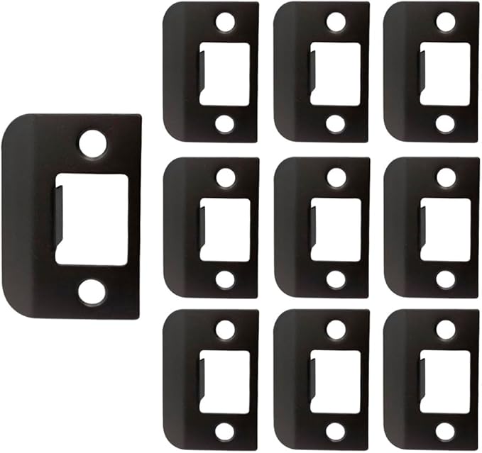 QCAA Solid Brass Extended Lip Strike, 1-1/2"X2-1/4", Oil-Rubbed Bronze, 10 Pack, Made in Taiwan