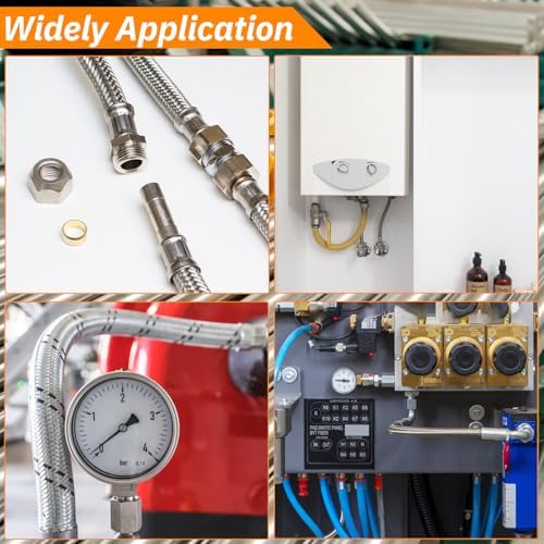 4PCS Hex Stainless Steel Nipple 1/2"NPT Male X 1/2" NPT Male Pipe Fitting 1/2 inch Stainless Steel Pipe Nipples Male Pipe Adapter Fittings Heavy Equal Nipples Connectors