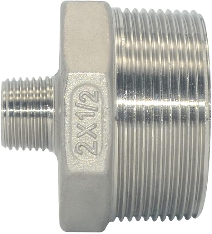 2" x 1/2" Male Threaded Reducing Nipple Fitting/Adapter,Stainless Steel SS304 NPT Pipe Hex Reducer