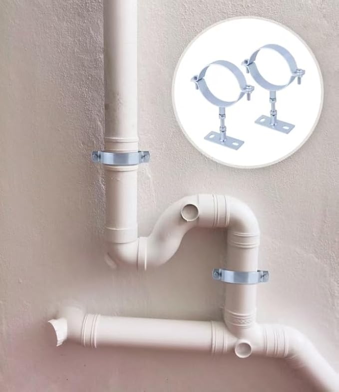 2 Pcs 3 Inch Adjustable Pipe Bracket, Heavy Duty Galvanized Steel Split Ring Hanger，Chimney Adjustable Wall Strap，Pipe Bracket Clamp Strap，chimney pipe support bracket