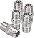 Joywayus Hex Nipple 1/4"NPT Male x 1/4"NPT Male Threaded Stainless Steel 304 Threaded Nipple Pipe Fittings for Brew Kit Home Piping (Pack of 5)