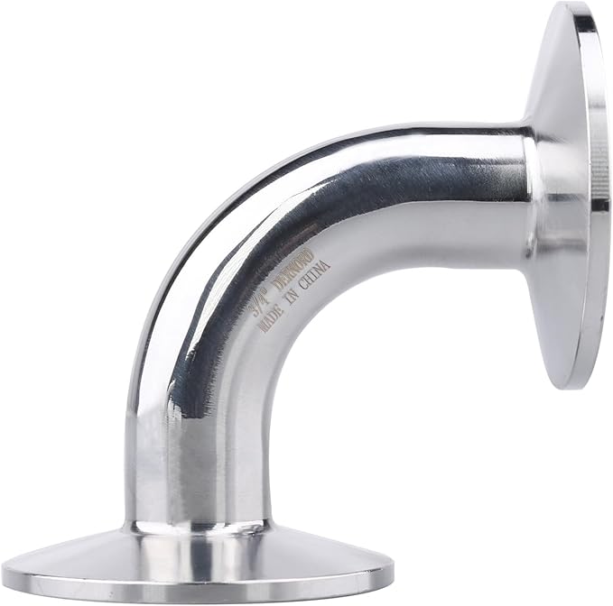 DERNORD 3/4" Tube OD Sanitary Ferrule Elbow 90 Degree Pipe Fitting with 2 Silicone Gaskets SUS304 Tri Clamp 1.5 Inch