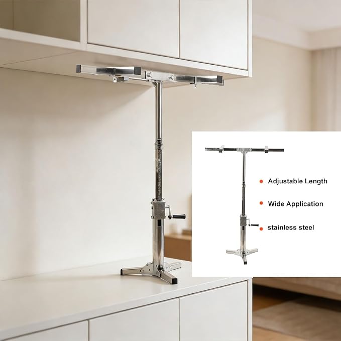 Cabinet Lift Jack for Installing Cabinet, Adjustable Third Hand Tool Support System with Load-Bearing 165lbs, Cabinets Installation Tools, Multi-Functional Cabinet Jack (25.6-48 Inches)