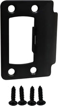 QCAA Solid Brass Door Latch Restorer Strike Plate, Universal Door Lock Plate, 2-1/4" x 1-3/4", Matte Black, 1 Pack, Made in Taiwan