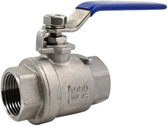 316 Stainless Steel 1/8"~3" Full Port Ball Valve with Blue Vinyl Handle, NPT Female x Female Thread,1000 WOG (3/8")