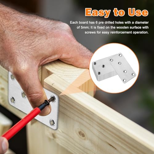 10‑Pack Stainless‑Steel Flat Mending Plates,80×40×1.75mm Wood Joining Bracket for Furniture Repair