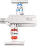2-Valve Manifold – 316 Stainless Steel 2-Way High-Pressure Gas Distributor, Compatible with Pressure Gauges & Transmitters by Rosemount, Siemens, Honeywell, E+H