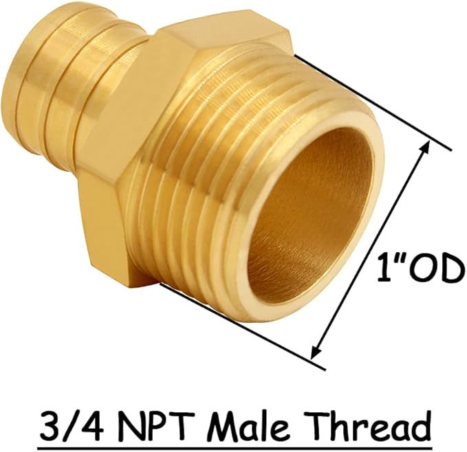 8PCS LF Brass 3/4 Inch PEX Barb to 3/4 NPT Male Straight Coupling Pipe Crimp Fitting