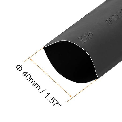 uxcell Heat Shrink Tubing, 40mm Dia 66mm Flat Width 2:1 Rate Shrinkable Tube Cable Sleeve 1m - Black