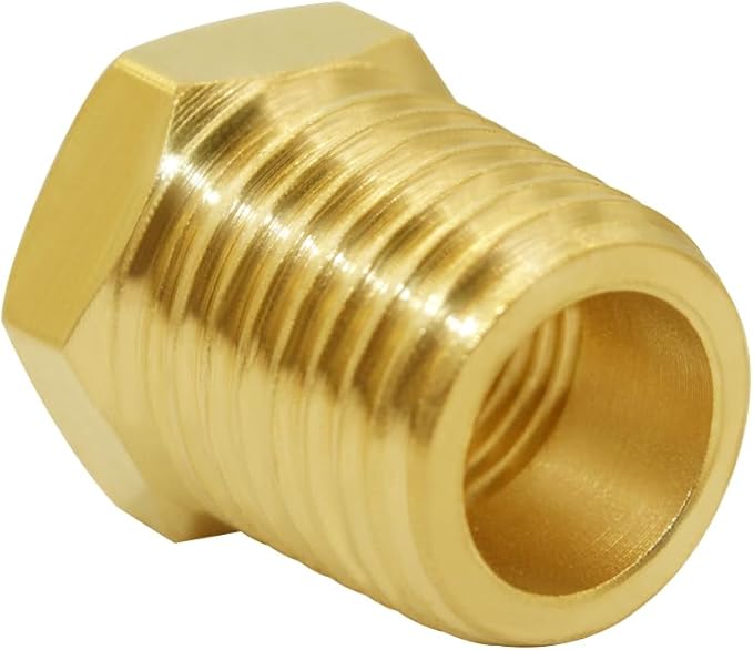 Joywayus Brass Reducing Hex Bushing 1/4" NPT Male to 1/8" NPT Female Pipe Fitting Reducer Adapter(Pack of 5)