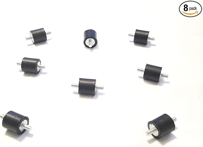 8 Rubber Vibration Isolator Mounts - 3/4" Diameter x 3/4" Height 10-32 Threads x 3/8" Length Studs Male/Male