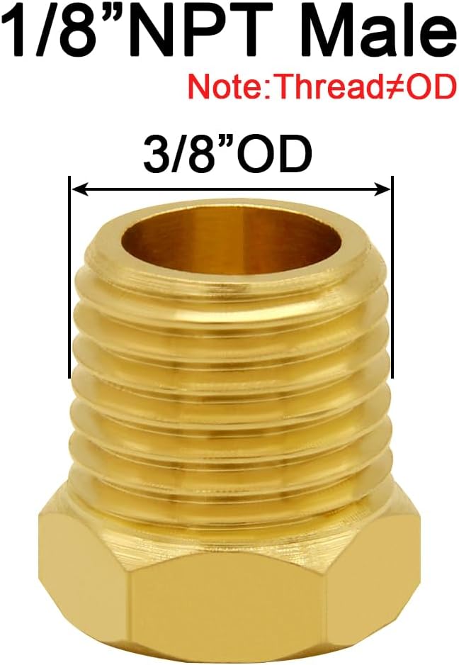 Joywayus 1/8" NPT Male Pipe Plug Outer Hex Thread Socket Plug Brass Fitting (Pack of 5)