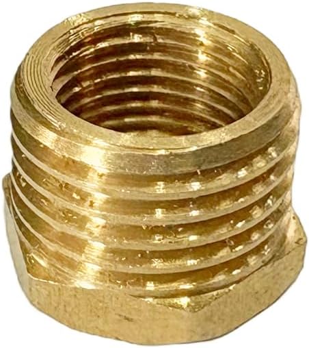 1/4" NPT Male x 1/8" NPT Female Brass Reducer Hex Bushing Threaded Pipe Fitting Reducing Adapter Pack of 2