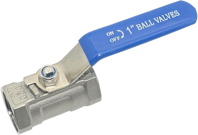 VARMHUS 2PCS 1" Stainless Steel 304 Ball Valve 1Pc Type NPT Female Threaded with Heavy Duty Blue Vinyl Insulation Handle,CF8M Ristricted Flow,1000 WOG (2PCS 1")