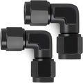 6AN Female to 6AN Female 90 Degree Swivel Coupler Fitting Adapter 9/16-18UNF Thread Aluminium Black 2PCS