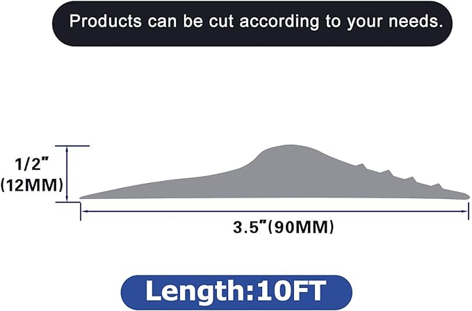 ToLanbbt 10Ft/3M Universal Garage Door Rubber Threshold Strip with 300ml Black Adhesive/Sealant, Weatherproof Seal Strip DIY Weather Stripping Replacement (Grey)