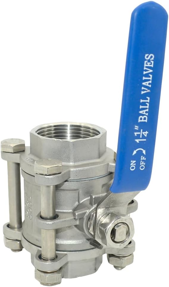 Ball Valve NPT Thread - Stainless Steel 304 Female 3-Piece Full Port(1-1/4'')