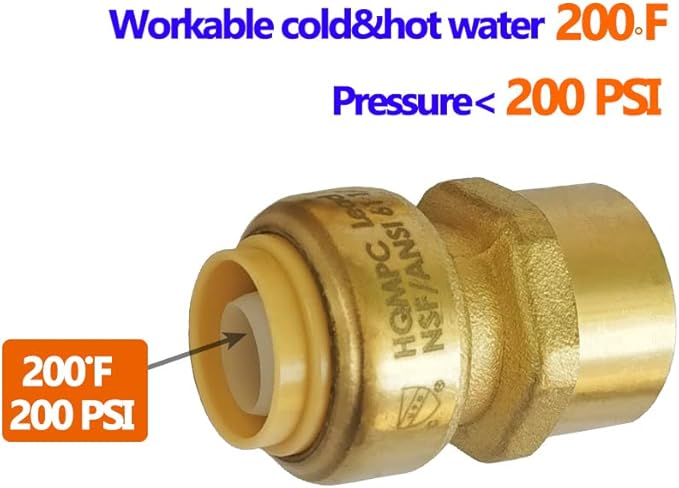 HQMPC 1/2" Pex Fitting Straight Coupling Push Fit PEX Fittings Female, Push-to-Connect Copper, CPVC, No Pb Brass Plumbing Fittings (6 PCS, 1/2")