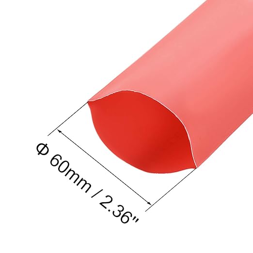 uxcell Heat Shrink Tubing, 60mm Dia 98mm Flat Width 2:1 Rate Shrinkable Tube Cable Sleeve 1m - Red