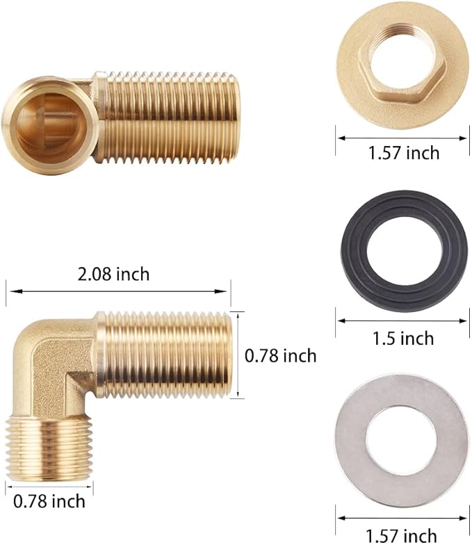 Wall Mount Commercial Faucet Installation kit,Brass 90 dergee backsplash Mount Set for Stainless Steel Commercial Kitchen Prep & Utility Sink,Lead-Free 2 Pack