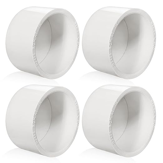 3inch White PVC Pipe End Cap Plug, 4pcs Pipe Plug Socket Fitting Adapter Connector for Building Furniture DIY Garden Shelf, Schedule 40