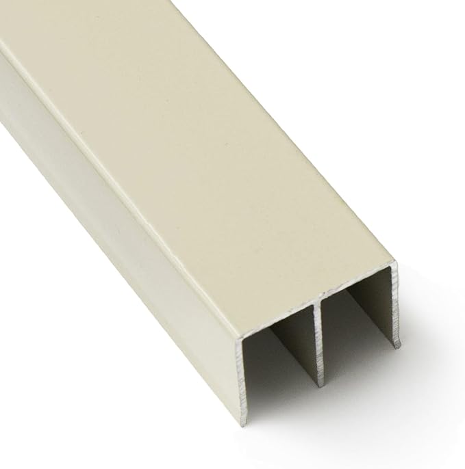 Top Double Channel Track for Bypass & French Sliding Screen Doors - Replacement Sliding Screen Door Upper Tracking System Hardware - Almond Aluminum Track - 1-1/2” Wide 1” Deep - 72 in, 1 Piece