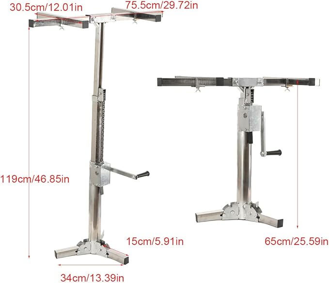 Cabinet Lift Jack for Installing Cabinet, Adjustable Third Hand Tool Support System with Load-Bearing 165lbs, Cabinets Installation Tools, Multi-Functional Cabinet Jack (25.6-48 Inches)