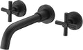 sumerain Matte Black Bathroom Faucet,Wall Mount Black Bathroom Faucets and Rough-in Valve Included