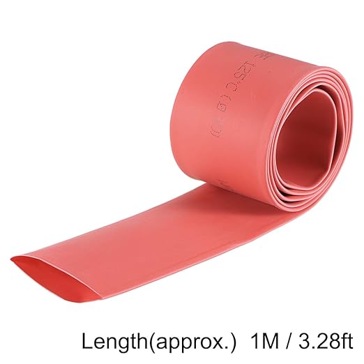 uxcell Heat Shrink Tubing, 30mm Dia 50mm Flat Width 2:1 Rate Shrinkable Tube Cable Sleeve 1m - Red
