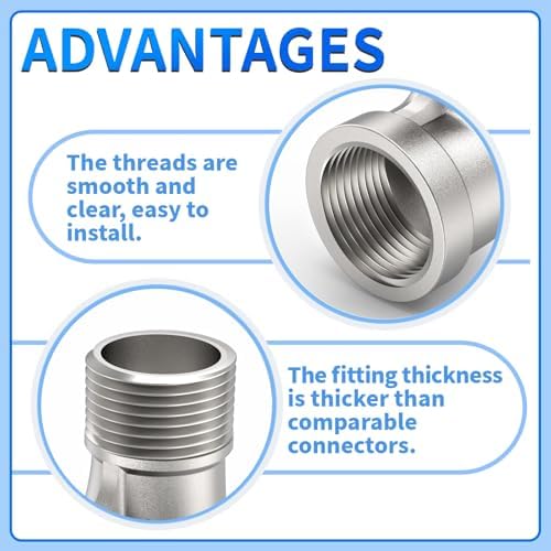 ChillWaves 304 Stainless Steel Pipe Fitting, 90 Degree Elbow 3/8" NPT Male x 3/8" NPT Female Thread Adapter(3-PACK)