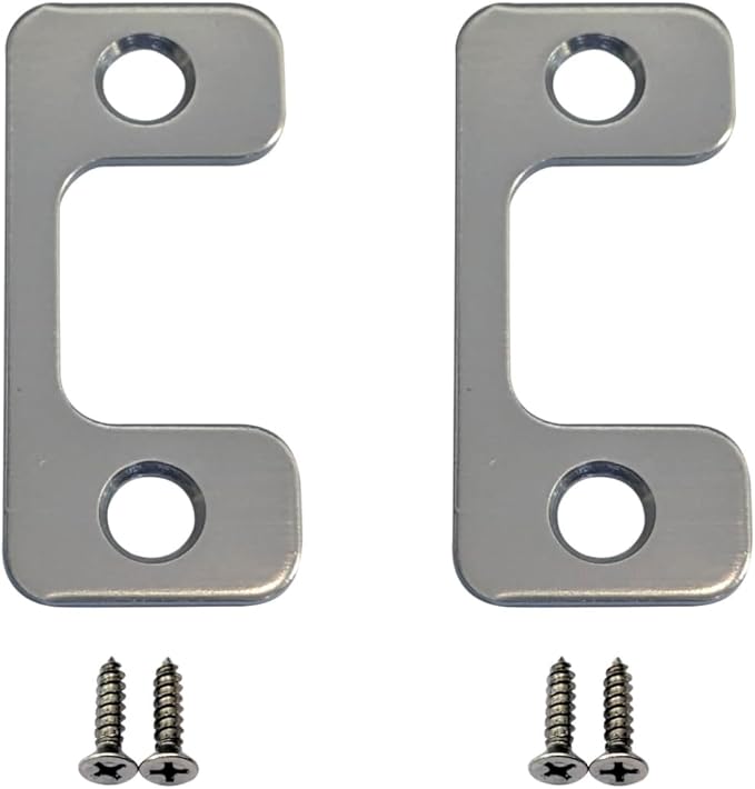 QCAA Solid Brass Deadbolt Strike Plate, Adjustable Jamb Plate, for Electronic Locks, Satin Nickel, 2 Pack, Made in Taiwan
