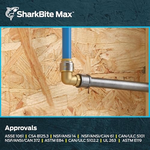 SharkBite Max 1/2 x 1/2 Inch 90-Degree Male Adapter Elbow, Pack of 6, Push-to-Connect Brass Plumbing Fitting, UR280