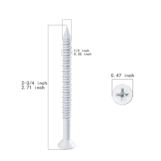 WenSilon(30 PCS) 1/4" x2-3/4 White Concrete Screw Anchor White Flat Head for Anchoring to Masonry, Block or Brick Stucco