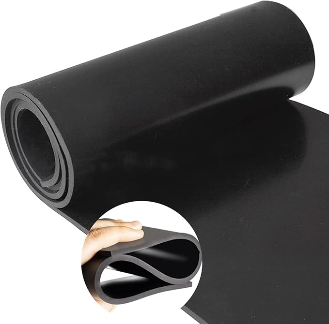 Nisorpa 3.3x9.8 ft 1/8'' Thick Neoprene Rubber Rolls, Solid Rubber Sheet Silicone Rubber Roll Insulated Roll Heatproof Oil Resistance for DIY Gasket/Material Sealing/Garage Floor Mat/Shock