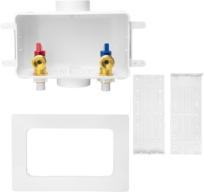 EFIELD Premium Washing Machine (Laundry) Outlet Box with Center Drain, 1/2 inch CPVC x 3/4 inch MHT, White (Standard),(WM020)