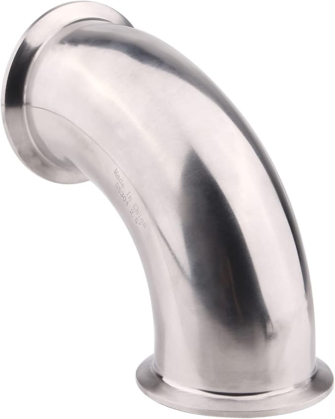 DERNORD Sanitary Ferrule Elbow 90 Degree Pipe Fitting with 2 Pieces Silicone Gasket SS304 Tri Clamp (2-1/2" Tube OD)