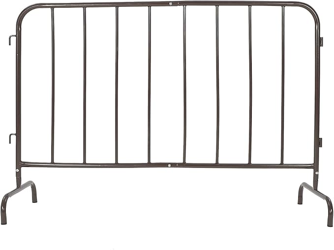 Interlocking Steel Barricade, 5 Ft. Heavy Duty Galvanized Metal Barricade, Interlocking Steel Road Barriers with with Bridge Feet Base, for Crowd Control Event Fencing Indoor/Outdoor, Brown